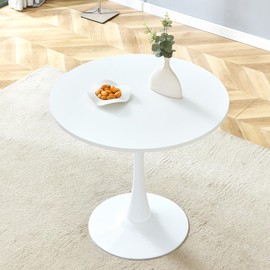 LUFTUT White Round Dining Table for 2,32'' Small Round Kitchen Table with Wood Table Top,Wood Dining Table Ideal for Kitchen,Home,Cafe