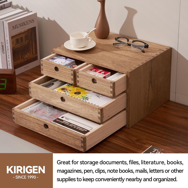 Kirigen Wood Desktop Storage Cabinet/Workspace Document Office necessity Organizer with