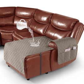 Ruaozz 100% Waterproof Chaise Lounge Couch Cover for Sectional Recliner Sofa 1 Piece Chaise Cover Washable Non Slip Furniture Protector with Adjustable Straps (Right Facing Chaise Cover, Khaki)