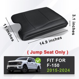 Muslogy Center Console Armrest Cover Compatible with Ford F-150 F150 2015-2024 2025&F250 F350 F450 2017-2026 Comfort Armrest Pad Arm Rest Cushion Vegan Leather Protector Regular Thick(Jump Seat ONLY)