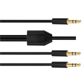 jasavdio 3.5mm Audio Splitter Cable, 1/8“ 1 Male to 2 Male TRS Stereo Jack Headphones Y AUX Cable, Gold-Plated Connectors, Black (3.3FT)
