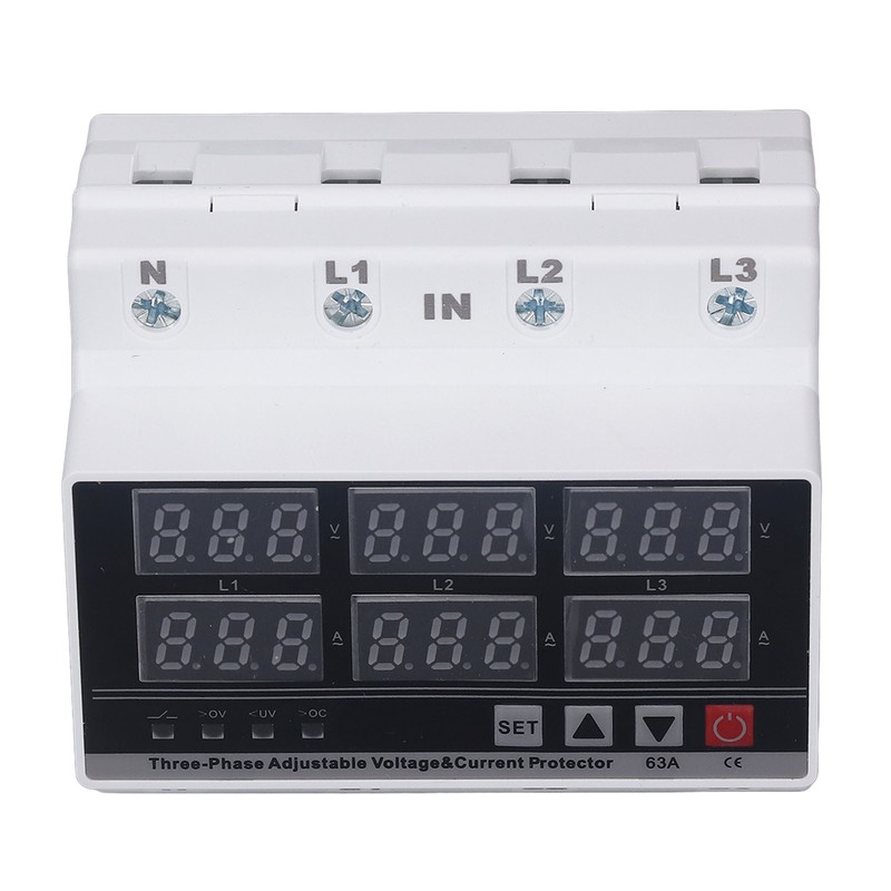 Under Over Voltage Protector 63A 3 Phase 4 Wire Adjustable