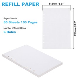 PATIKIL B5 Ruled Refills Inserts 9-Ring Binder Loose Leaf Planner Filler Paper Planner Inserts, 80 Sheets/160 Pages, Lined, White