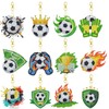 12 Pcs Soccer Diamond Art Keychains Kit for Decor and