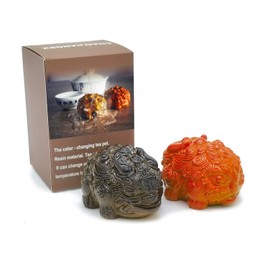 CHAOJIANGEX 2pcs Tea Pet,Cute Chinese Tea Pet,Kung Fu Tea Ornament Accessories,Color Changing Tea Pet,Decorative Good Luck Charm Feng Shui Tea Pet,Great Gift for Tea Lover Friend (Black+Red)