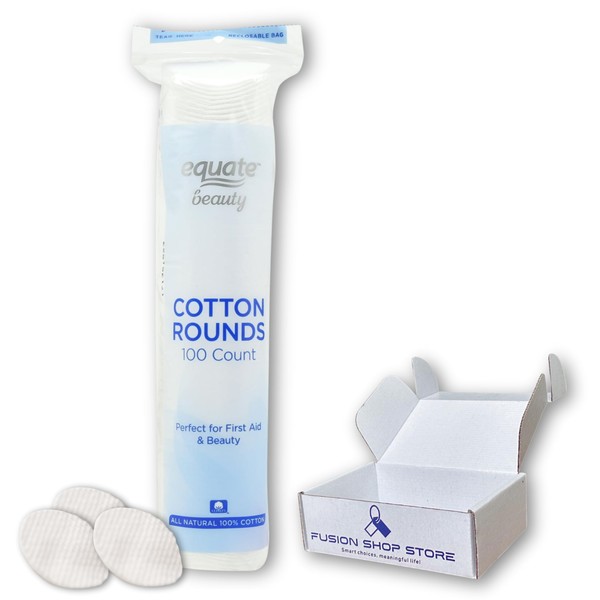 Cotton Rounds Equate- 100 Count, Soft and Absorbent for Face,