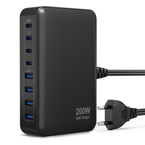 USB C Charger, 200 W 8 Port USB Charging Station