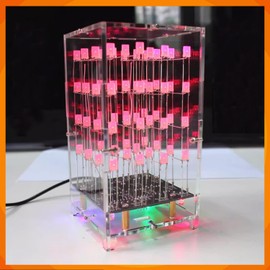 DIDODI Soldering Practice Kit 4x4x4 LED Color Light Cube DIY Electronics Kit Fun and Educational Soldering Project for Beginners, Hobbyists, and Students Learn Soldering with a Stunning LED Display