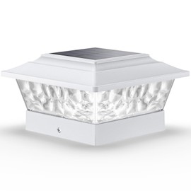 SIEDiNLAR Solar Post Lights Outdoor 12 LEDs 4 Modes Post Cap Light for 4x4 5x5 6x6 Wooden Vinyl Fence Deck Posts Garden Patio Decor, Warm/Cool White Dynamic Lighting (1 Pack, White)