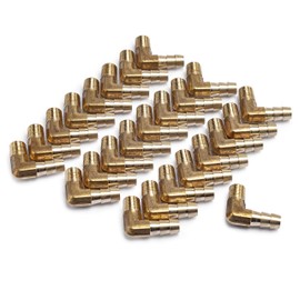 LTWFITTING LF 90 Deg Elbow Brass Barb Fitting 5/16" Hose Barb x 1/8" Male NPT Thread Fuel Boat Water (Pack of 25)