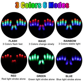 LNCOJOLM LED Light Up Glove & Glasses Christmas Birthday Festival Costumes Outfit Party Supplies Accessories Toy Gift for Adult Kid, Glowing Neon Glasses 3 Modes Flashing Finger Glove 6 Modes
