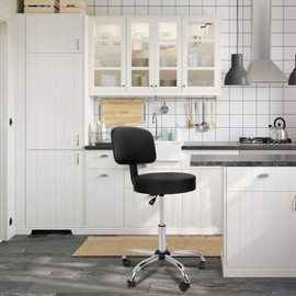 LEMY Medical Rolling Bar Stool with Backrest, Adjustable Height Spa Massage Chair Hydraulic Salon Stool w/360 Degree Rotation Caster,Black