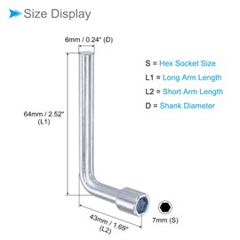 CoCud Metric Right Angle Hex Socket Wrench | 7mm | Single Head Elbow 6 Point Hex Wrench - (Application: Applied to Mechanic Repair Tools) Set of 5