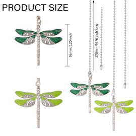 GLOBLELAND 4PCS Platinum Ceiling Fan Pull Chain Ceiling Fan Danglers with Decorative Dragonfly Charm Beaded Ball Chain Extenders for Home Decoration
