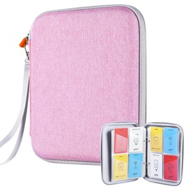 Vulxogo Card Holder for Yoto Cards 80 Cards Capacity Card Case Organizer with Zipper Card Binder for Yoto Player and Yoto Mini Cards Storage, Pink