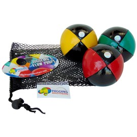 Higgins Brothers Professional Juggling Ball Set (Set of 3) in a Mesh Carry Bag. Comes with Exclusive Online Instructions. Made in Canada (Black Based Balls)