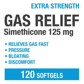 P Puregen Labs Extra Strength Gas Relief Softgels with Simethicone 125 mg | Fast Relieve of Pressure, Bloating and Painful Discomfort – 2 Pack | Total 240 Softgels