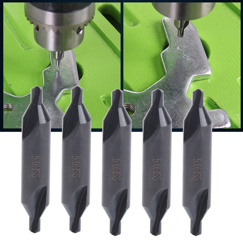 5Pcs Centering Drill Bits for Milling Machines High Speed Steel