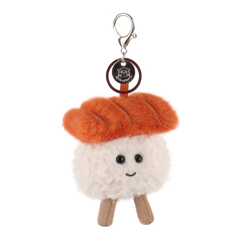 Apricot Lamb Salmon Sushi Cute Keychain, Soft Stuffed Plush Keychain