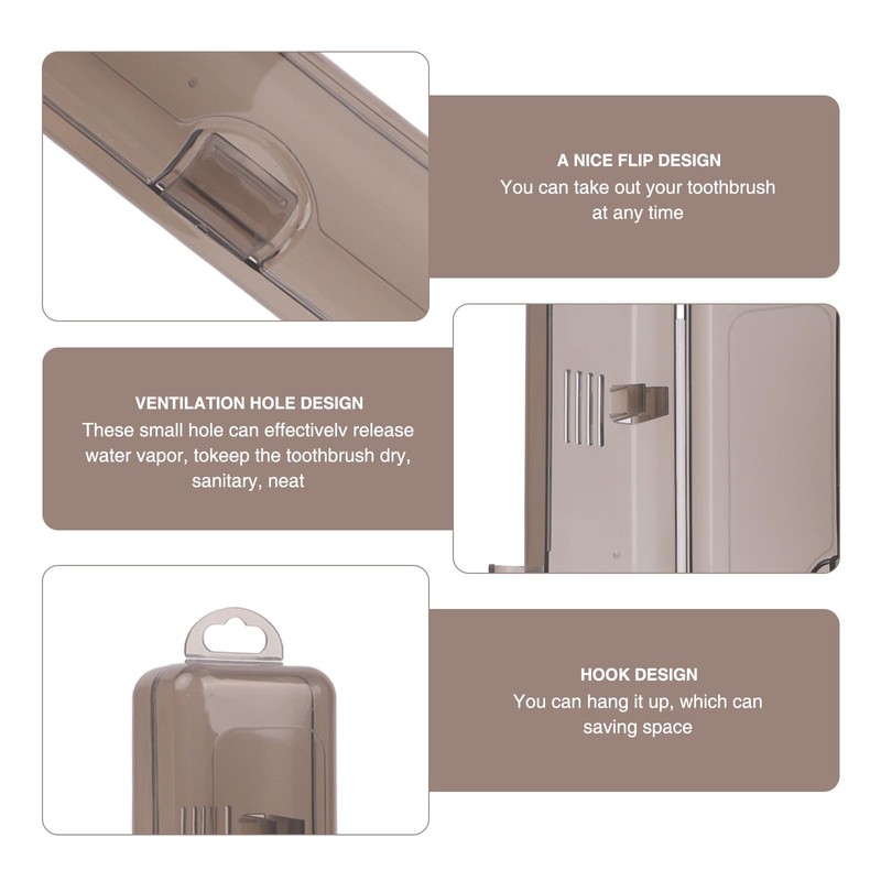 GUSDYIT 4 Packs Toothbrush Travel Case, Clear Black Toothbrush Holders