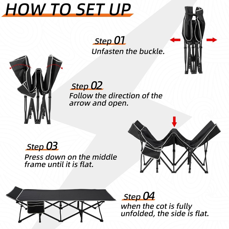 Fragess Portable Camping Cot, 32" Extra Wide Camping Cots for
