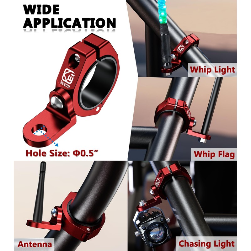VAZESWIN 2 PCS UTV Whip Light Mounts, Sturdy Aluminium Alloy