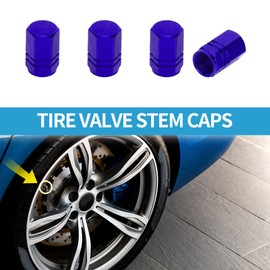 A ABSOPRO Tire Valve Stem Caps 10x16MM Car Wheel Valve Cap Aluminum Alloy Blue for Car Bike Motorcycle Truck Anti Crash Tyre Valve Stem Cover Valve Dust Cap 4 Pcs