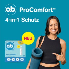 o.b. ProComfort mini 4-in-1 Protection Tampons (1 x 64 Pieces) with Extra Soft Tip for Easy Insertion and Up to 100% Leak Protection, Ideal for Sports and Everyday Use