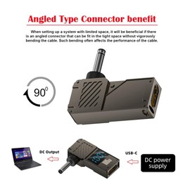 NFHK USB C to DC Adapter,USB C Female to DC 3.5x1.3mm Barrel Jack Plug PD 100W Laptop Fast Charging Adapter with Wattage Display