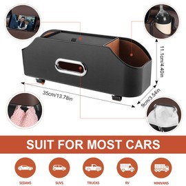 Car Back Seat Organizer with 2 Drink Cup Holder,Leather Car Organizer Backseat,Tissue Box and Storage Box Hook,Headrest Hooks,Phone Stand Holder,Multi-functional Storage,Car Travel Accessories (Black)