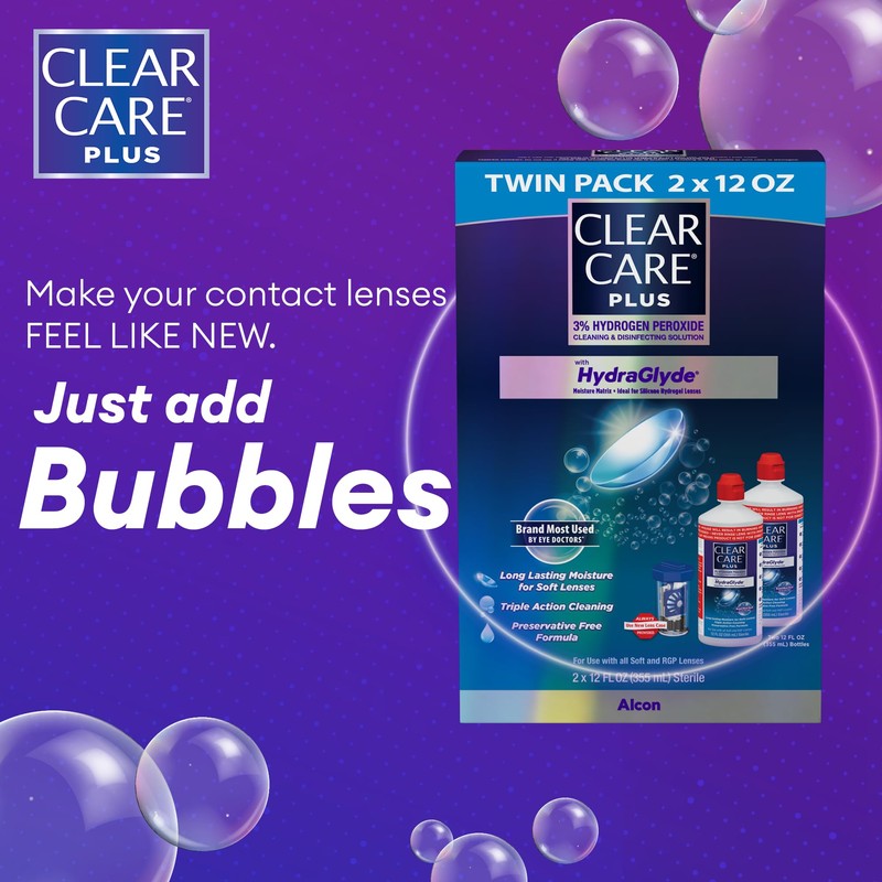 Clear Care Plus Cleaning Solution with Lens Case, Twin Pack,