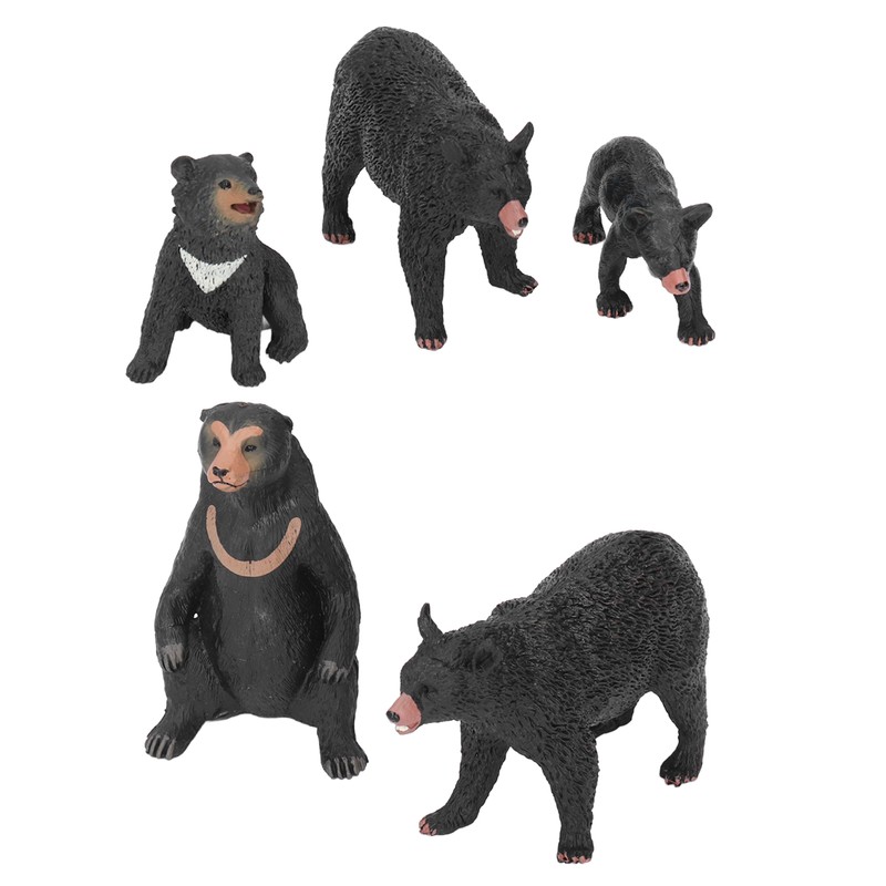 5pcs Black Bear Figure Toys Realistic Wild Animals Bear Action
