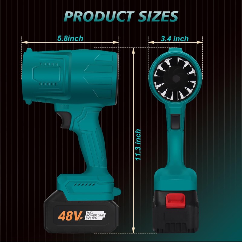 Cordless Leaf Blower Portable Dust Cleaner Handheld Blowers, Blue