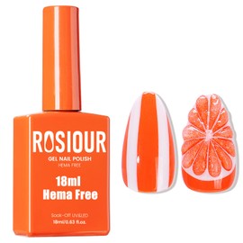 18ml Hema Free Bright Orange Gel Nail Polish- Hypoallergenic Non Toxic Light Orange Nail Polish Gel, Long Lasting Soak Off UV Nail Polish for Manicure Nail Design Salon Home DIY