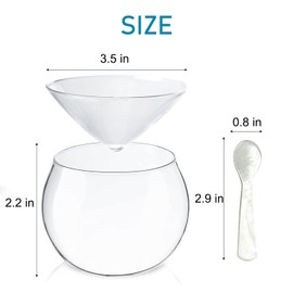 Glass Caviar Serving Bowl Set with Ice Chamber and 4 Mother of Pearl Spoons