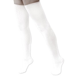 NEON NATION Extra Long Solid Color Thigh High Knit Socks (White)