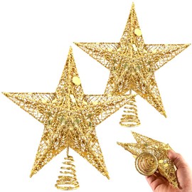 2 x Christmas Tree Topper Star, Mini Tree Topper Star, Christmas Tree Topper Small, Mini Decoration Christmas for Christmas Tree Decoration