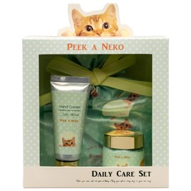 Cozy Company 172830 Hand Cream, Hand & Body Cream, Drawstring Bag Set, Silky Mask, Gift Box, Hand, Body Care, Cat, Cosmetic, Birthday, Women, Peeker, Green, Gift Present
