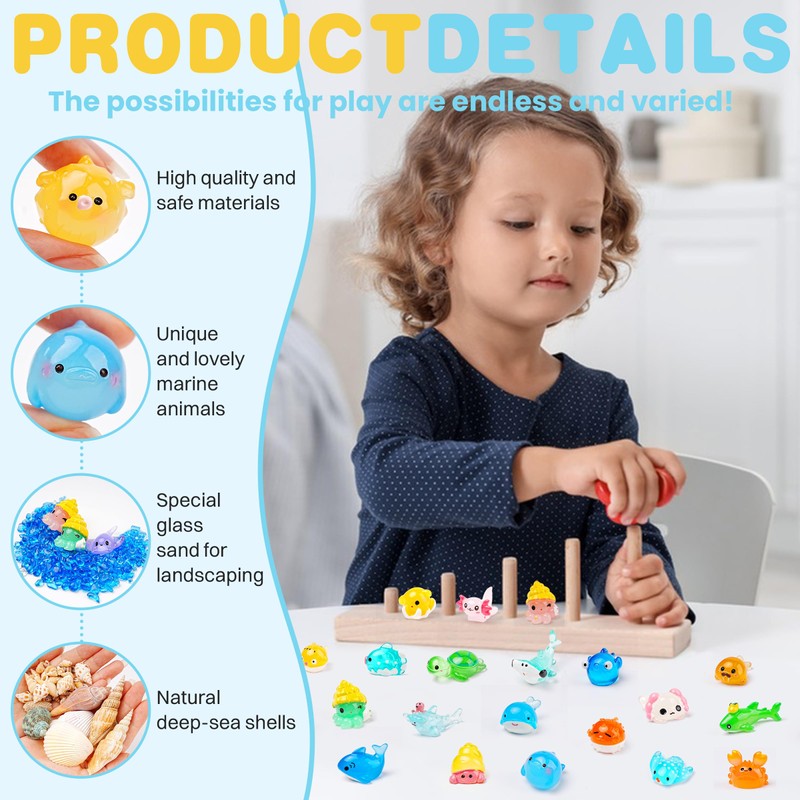 100+pcs Ocean Mini Resin Animals 78 Styles Tiny Sea Resin