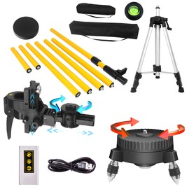 Laser level pole telescoping with electric rotating base 13.8 feet/4.2M laser level tripod Equipped with 1/4 inch 5/8-inch screw threads ，with a 47 inch tripod