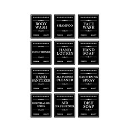 harayaa Set of 12 Waterproof Soap Labels for Refillable Bottles - Variety Pack