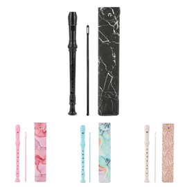 Jasenna Recorder Instrument for Beginner Adults,8-Hole Soprano Descant Recorder Music Flute with with Cleaning Rod & Leather Case For Home Entertainment(2-Black Marble)