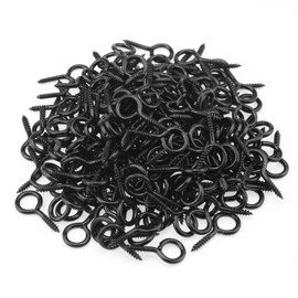 HELIFOUNER 100 Pieces 3# Screw Eyes, Screw in Eye Hooks, Metal Screw Eye Pins Hooks, Black Zinc Plated Steel Screw Eyes, Black