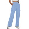 Trendy Queen Womens Cargo Sweatpants Wide Leg Baggy Fleece High