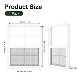 1 Pack Shed Window 18" x 23" Flush Mount Window with Tempered Glass,House Small Windows,Household Sliding Windows for Chicken Coop, Playhouse, Household, Garage
