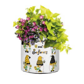 Pigsaly Spring Sunflower Gnome Plant Grow Bags Cute Bee Plant Grow Bag Sturdy Handles Heavy Duty 5 Gallon Fabric Pots Container Garden Bags to Grow Vegetables Small Bag for Outdoor M