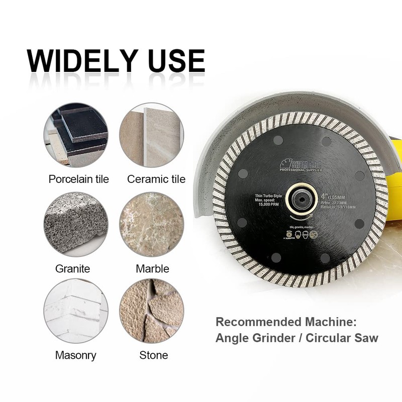 SHDIATOOL Super Thin Diamond Turbo Blade 5 Inch Cutting Porcelain