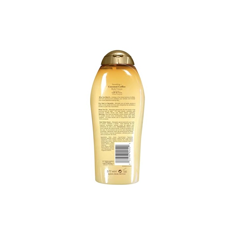 OGX, Crema Corporal Suavizante de Coco y Café, 577 ml
