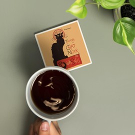 Chat Noir Cabaret Troupe Black Cat, Vintage Advertisement (Absorbent Ceramic Coaster, Single, Cork Back, Kitchen Table Decor)