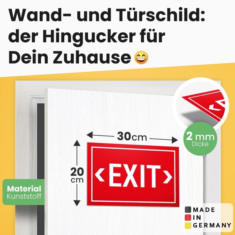 DankeDir! Exit exit sign, 30 x 20 cm, gift idea,